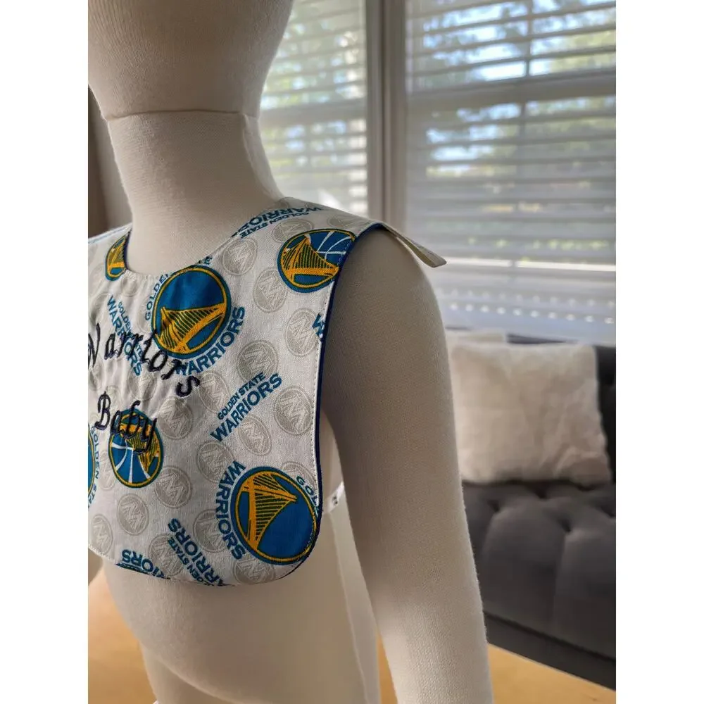 NEW Upcycled Shuggie Fierce Baby/Toddler Bib Cotton Warriors Basketball Vibe